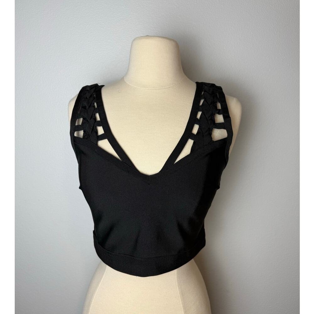 WOW Couture World of Women Black Bandage Style Top, Size Med